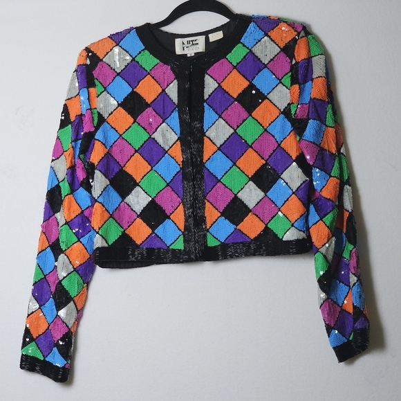 VTG Niteline Multicolor W Sequin Jacket Womens SZ S, Party,70's,Disco - Picture 1 of 8